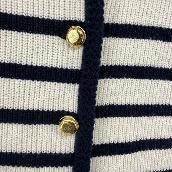 Rag & Bone Striped Cardigan Women Small Ivory Navy Blue Merino Wool Gold Button - Picture 5 of 11